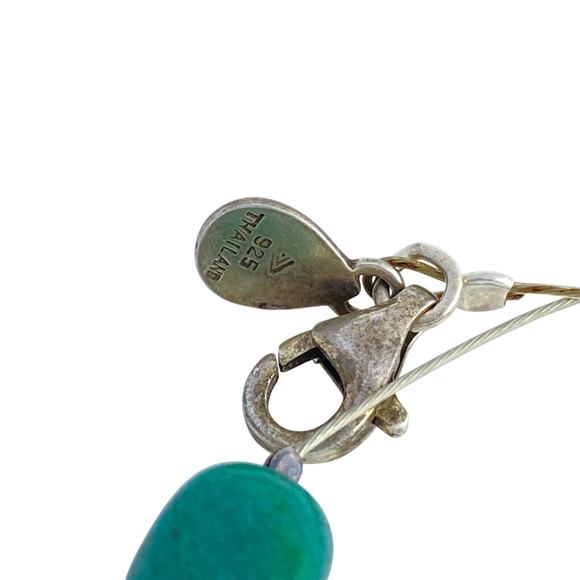 Silpada Chrysocolla Bead Wire Necklace | Vintage Sterling Silver 925 | 16" N1888 - Picture 3 of 5